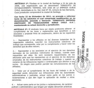 Primera página de Estatutos