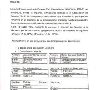 Primera página de Modificación de Estatutos