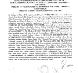 Primera página de Contrato Colectivo 2021