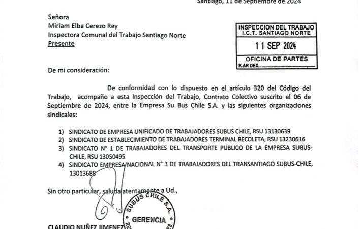 Primera página de Contrato Colectivo 2024