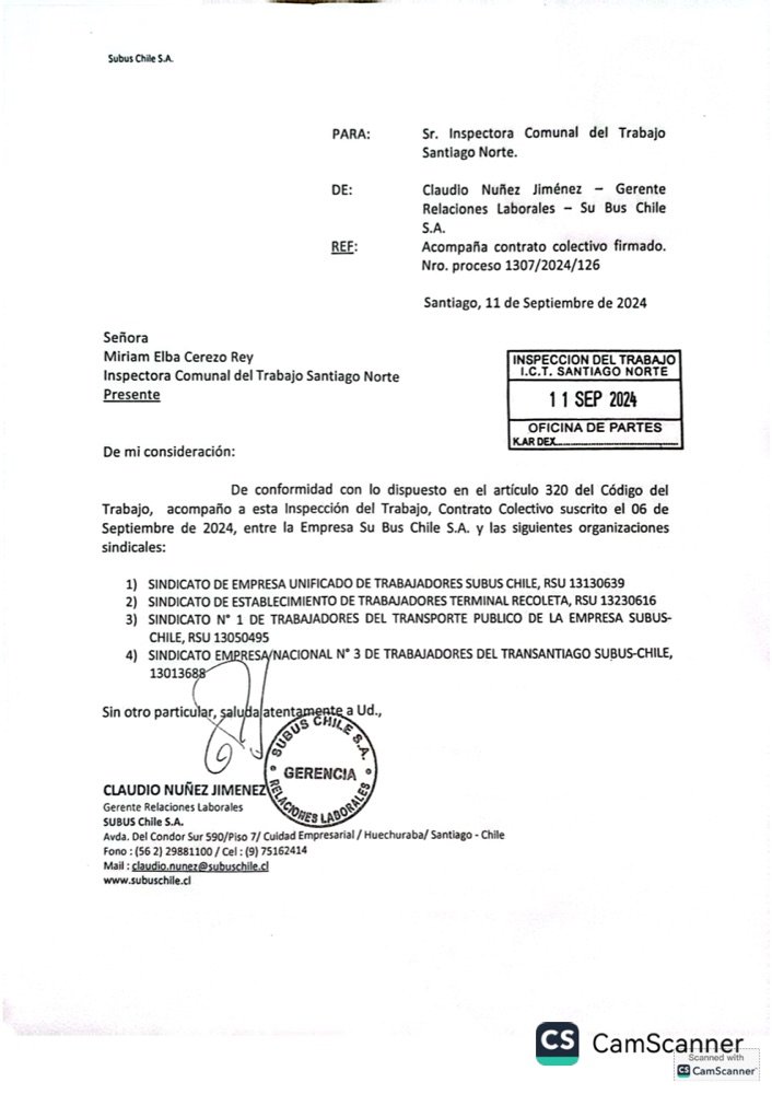 Primera página de Contrato Colectivo 2024